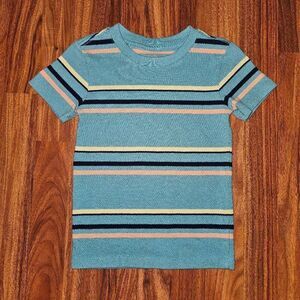 5 For $25 Cat & Jack Blue Orange Yellow Striped Textured Tee Shirt Toddler 4T